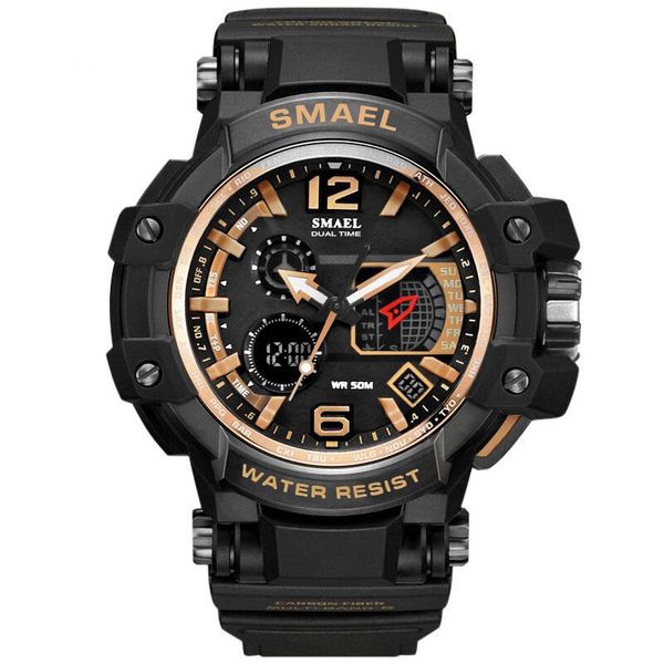 

wristwatches smael 1509 men sports watches analog digital quartz 50m waterproof s watch male clock relogios masculino 2021, Slivery;brown