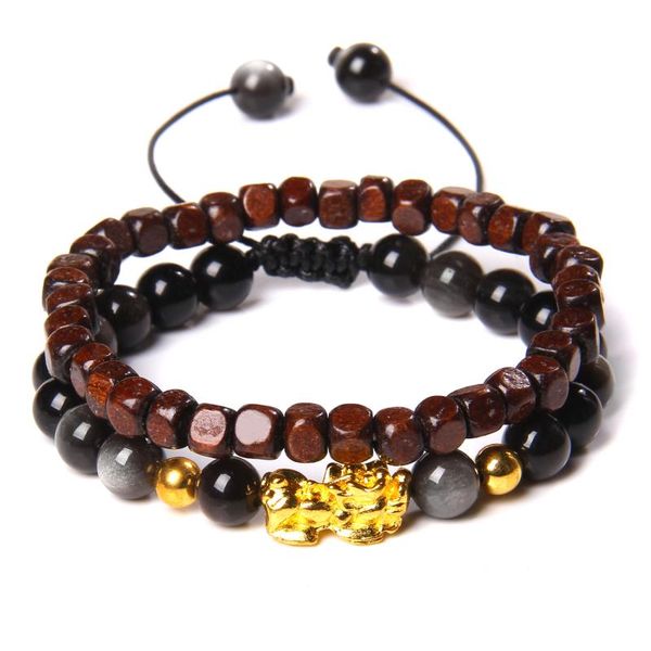 

beaded, strands natural crystal combination bracelet agate sandalwood beads hand string buddhist six word proverbs jewelry, Black