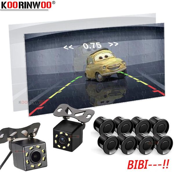 

car rear view cameras& parking sensors koorinwoo dual core cpu 8 probes camera parktronic video system rca distance image black white