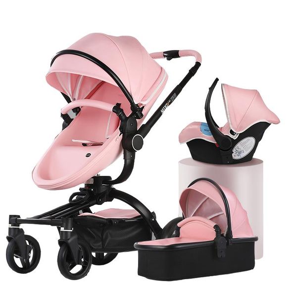 

strollers# fast 3 in 1 pram 2 carriage pu leather baby stroller aulon 2021