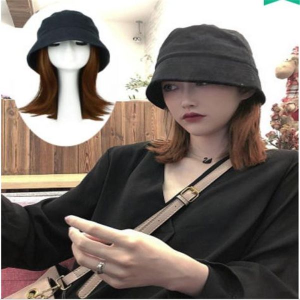 

wide brim hats style ladies bucket hat fashion trend medium and long hair integrated fisherman, Blue;gray
