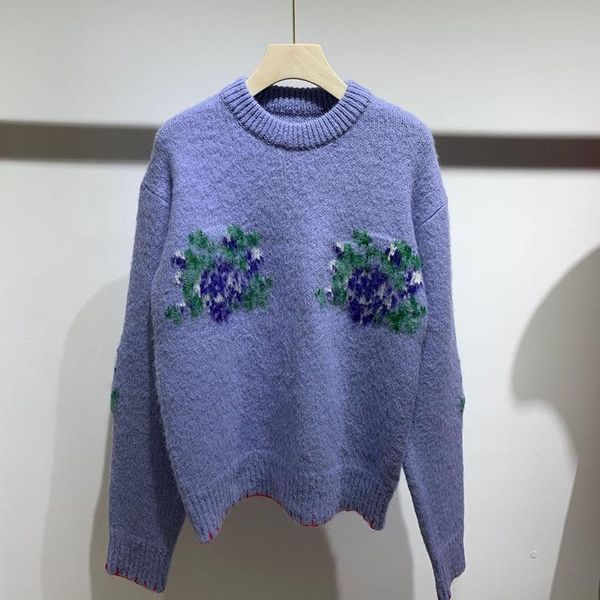 

women's sweaters women sweater 2021 spring lavender print pullover mohair, White;black