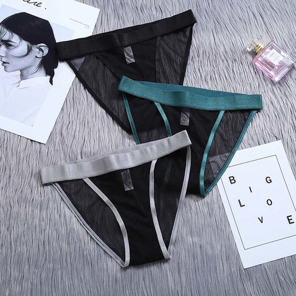

european underwear women ee low tail needless ice side transparent dunne breathing mesh thong, Black;pink