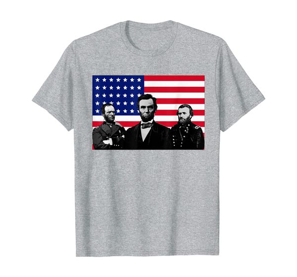 

Lincoln and his Generals Grant and Sherman Civil War Shirt, White;black