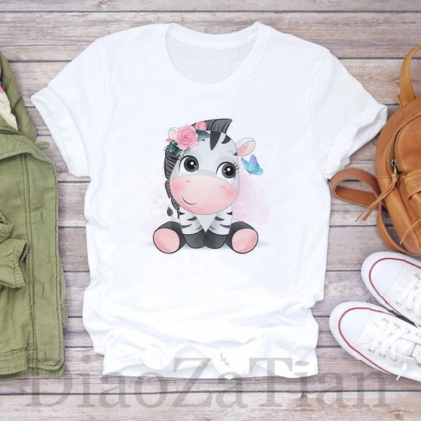 

women's t-shirt women graphic flower floral fashion casual cute 90s style vintage lady tees print clothing female t shirt womens, White