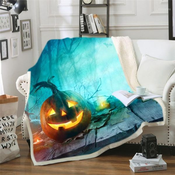 Coperte Happy Halloween Pumpkin Bat Coperta Morbido Caldo Accogliente Divano Letto Leggero Microfibra Di Poliestere Coperta Per Bambini Donna Ragazzo