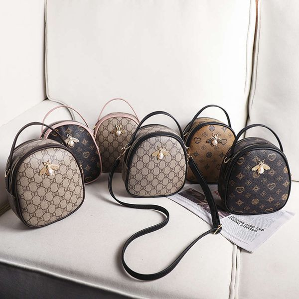 

fashion letter print shoulder 2021 bee decoration mini mobile phone contrast handbag messenger bag