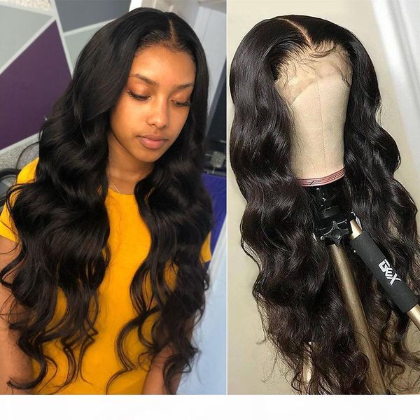 

peruvian body wave lace front human hair wigs with baby hair for black women 130% density full lace remy human hair wig, Black;brown