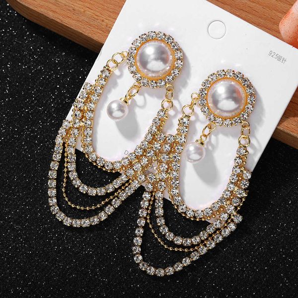 

korean party online red diamond tassel new fashion court style bridal temperament earrings, Silver