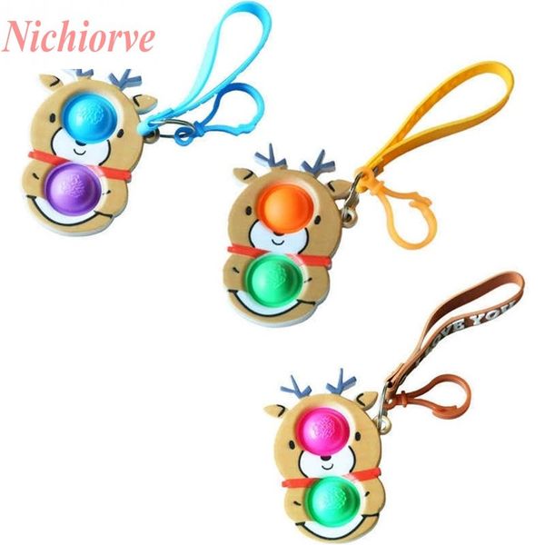 

with lanyard fidget sensory bubbles key ring push finger puzzle toys 2021 christmas santa clause elk snowman xmas tree cartoon charms c2998