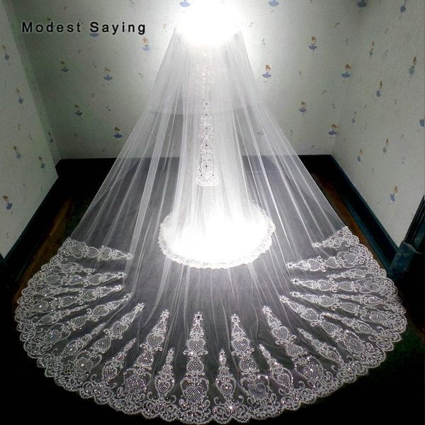 

bridal veils luxury ivory super royal 4.5m sequined cathedral wedding 2021 with comb church sparkly accessories, Black