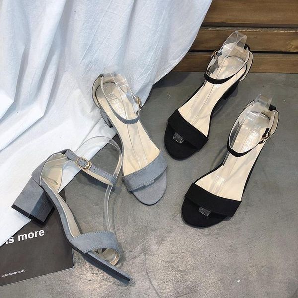 

new beige black gladiator sandals summer office high heels shoes woman buckle strap pumps casual women shoes plus size 34-40