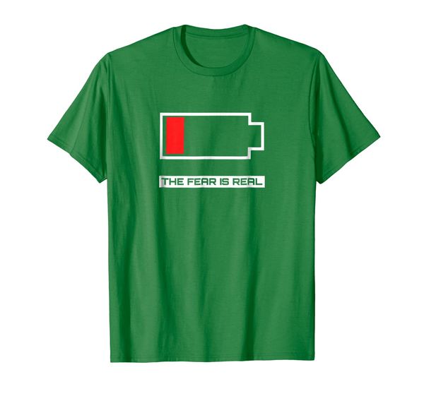 

low battery shirt funny scary fear is real tee, White;black
