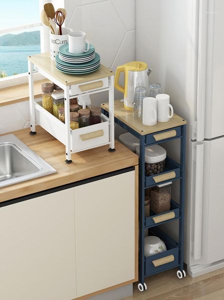 

kitchen storage rack drawer-type floor multi-layer gap vegetable sundries pull-out supplies bottles & jars