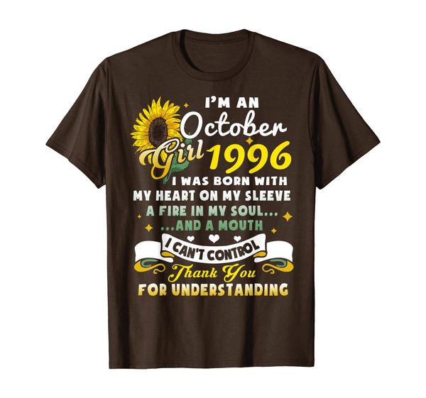 

i'm a october girl 1996 sunflower t-shirt, White;black