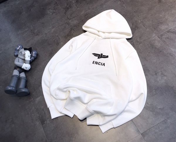 

lock lock letter printed hoodie women's spring and autumn new white long sleeve couple large loose casual coat, Black