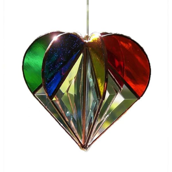 

christmas decorations multi-sided heart colourful decoration cystal suncatcher rainbow maker window hanging ornament sun catcher home garden