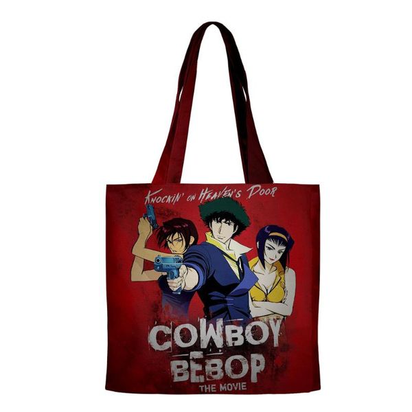 

backpack kawaii cowboy bebop 3d merch hip hop handbags cloth canvas tote bag print shopping reusable shoulder shopper bags street fashion