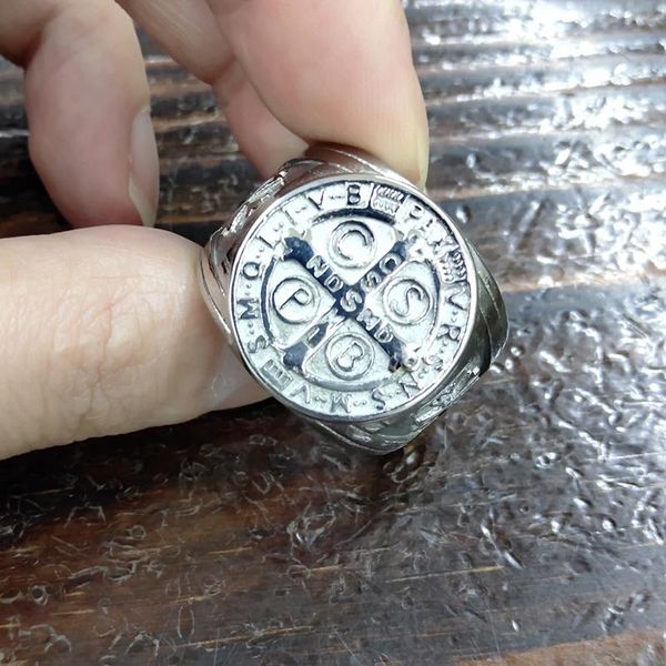 

cluster rings letter classic silver gold cross ring for men fashion brand vintage women jewelry male jesus prays, Golden;silver