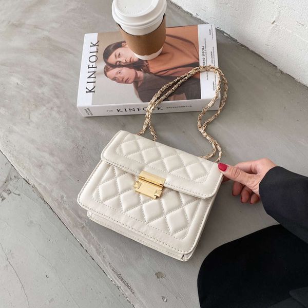 

hbp white women 2021 new summer fashion lingge chain one shoulder messenger versatile small square bag