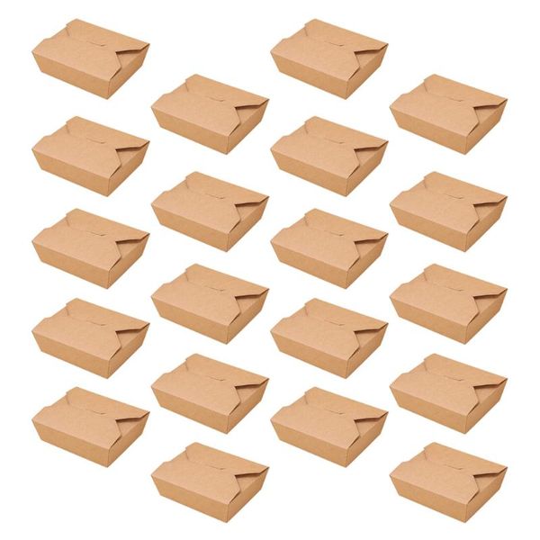 

dinnerware sets 20pcs kraft paper disposable meal prep containers takeout boxes for restaurant home (800ml)