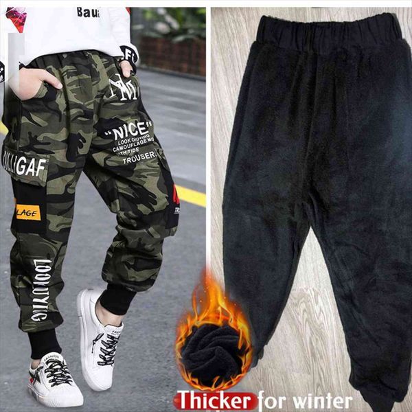 

winter boys girls warm clothing camouflage pants thicken kids child velvet trousers clothes 5 6 7 8 9 10 11, Blue