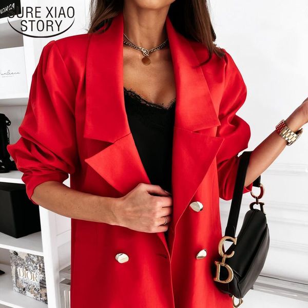 

women's jackets solid color fashion multi buttons 2021 autumn and winter casual suit black white office wear elegant coat 17878, Black;brown
