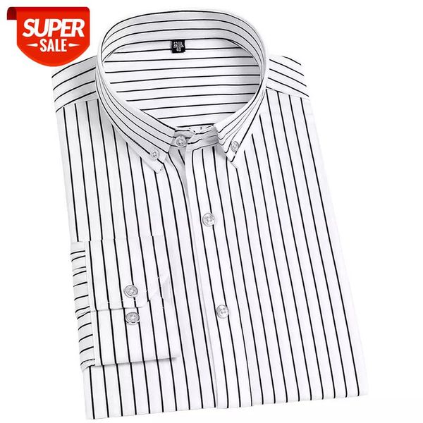 

vertical striped strech mens dress shirts long sleeve soft business work shirt for men spring summer comfortable no pocket male #cq25, White;black