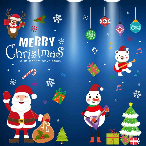 

decoration color printing electrostatic paste glass window decoration santa sticker