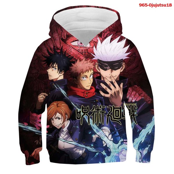 

streetwear sweatshirts toddler girls jujutsu kaisen hooded pullover children baby boys 3d cartoon harajuku kids hoodies, Black