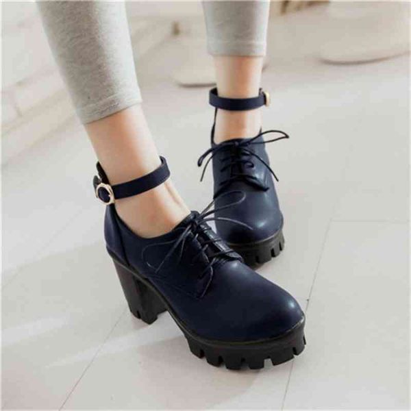 

dress shoes pxelena women gothic punk plus size mary janes womens round toe lace up block chunky high heels platform pumps roma uzhy, Black