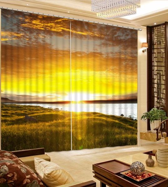 

curtain & drapes custom 3d beautiful sunset scenery living room bathroom blackout
