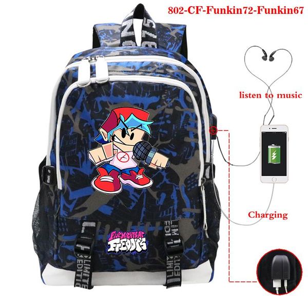 

backpack women usb laprucksack friday night funkin canvas travel bags game schoolbag book bag boys girls school mochila