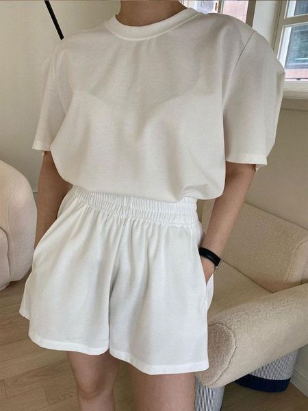 

women's tracksuits 2021 summer women sets 2 pieces outfits matching short high waist korean style wild lady suits drop, Gray