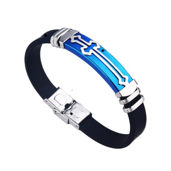 

charm bracelets 2021 fashion jewelry retro black silicone wristband ladies bracelet stainless steel sports wholesale, Golden;silver