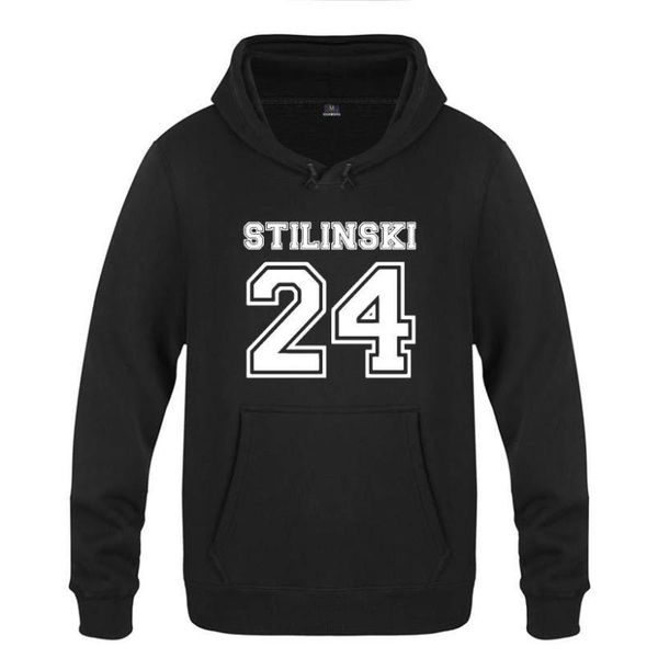 

men's hoodies & sweatshirts teen wolf stilinski 24 men fleece long sleeve hooded sweatshirt winter fitness pullover streetwear moleton, Black