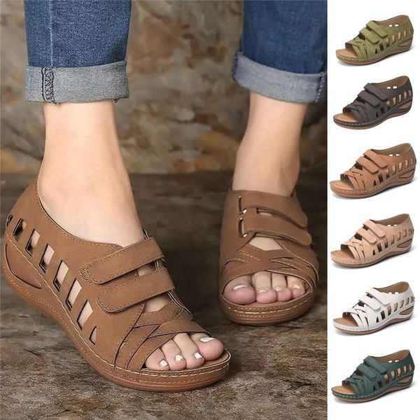 

summer women ladies girls comfortable leisure ankle hollow round toe sandals soft sole shoes sandalias, Black