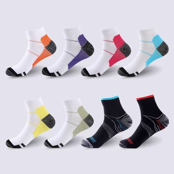 

breathable compression ankle socks anti-fatigue plantar fasciitis heel spurs pain short socks running socks for men women hh21803, Pink;yellow