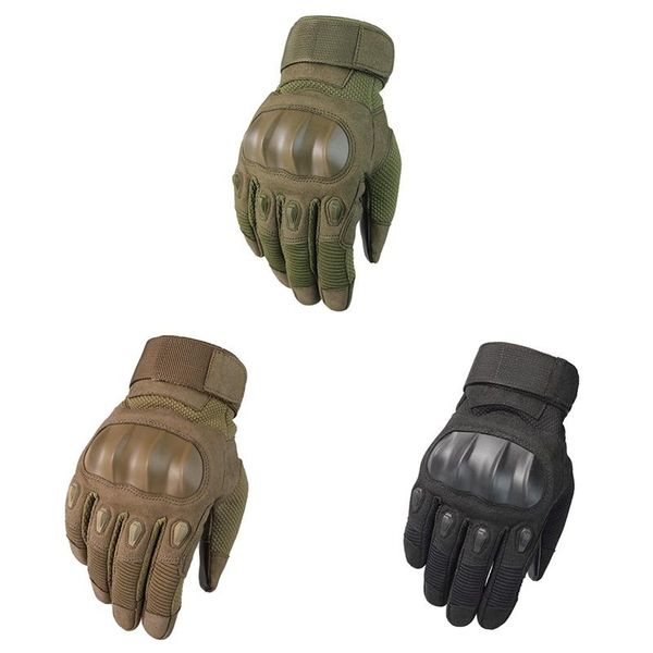 

sports gloves hunting tactical men winter military full finger hard knuckle paintball combat anti-skid bicycle, Black
