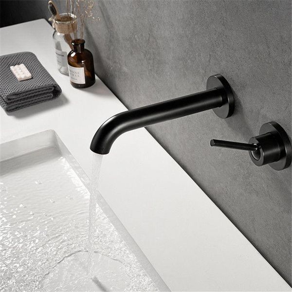 

bathroom sink faucets basin faucet wall mounted black matte single handle in-wall 2 holes & cold mixer taps torneiras