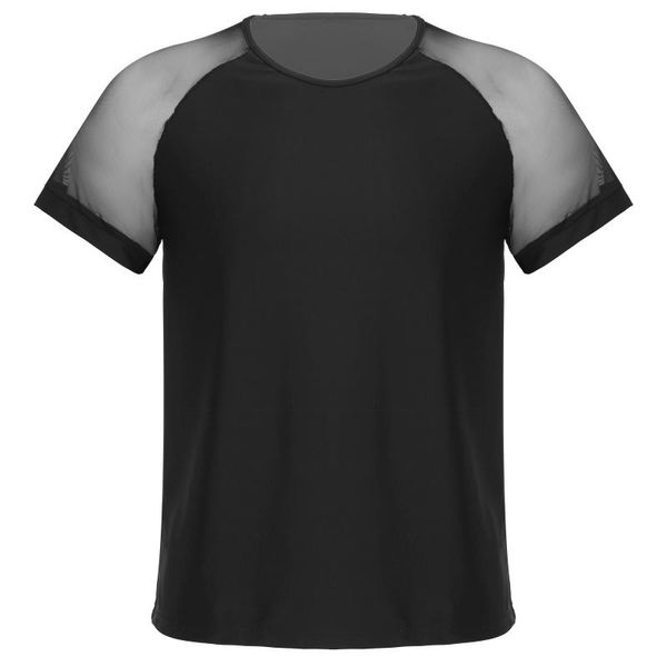 

men's t-shirts men see-through mesh short sleeve t-shirt harajuku summer casual fashion breathable shirt o neck sport gym running plus, White;black