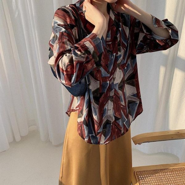 

women's blouses & shirts 2021 fashion summer spring blouse shirt korean style female printing full sleeve long women ladies clothing, White
