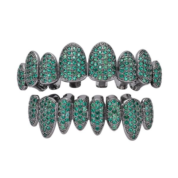 

luxury designer jewelry mens hip hop iced out teeth grillz diamond grills rock dj rapper bling shiny fashion women men accessories new charm, Black