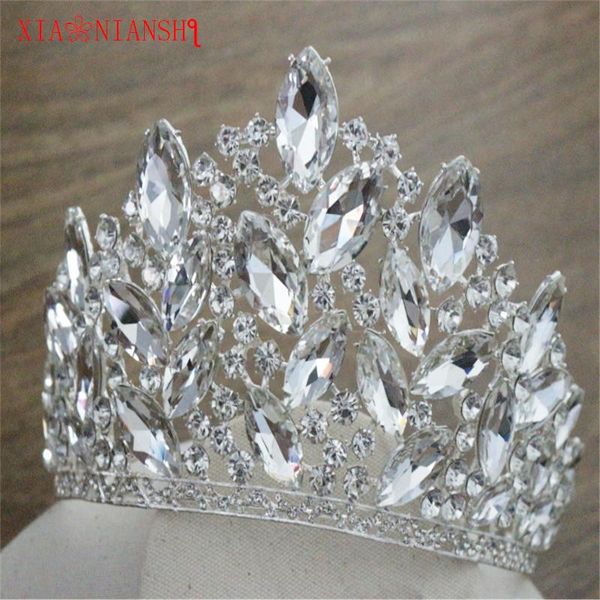 

hair clips & barrettes xiaonianshi brand high-grade big crystal tiara crown woman jewelry rhinestones wedding hairwear bride accessories, Golden;silver