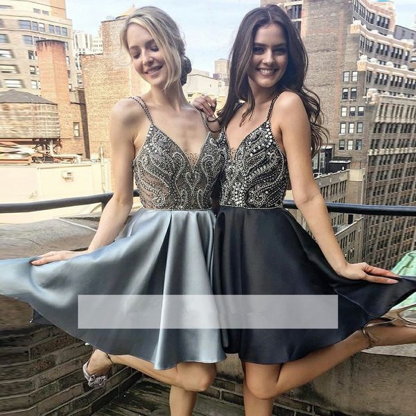 

2021 new robe soiree courte luxury beads crystals short prom backless evening party es vestido de festa curto u8cb, White;pink
