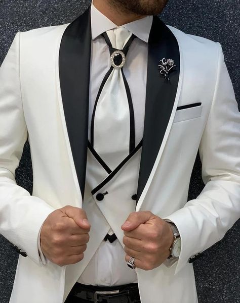 

men's suits & blazers custom black and white wedding suits for prom... tuxedos lapel shawl 3 formal pieces... men jacket + pants vest 5, White;black