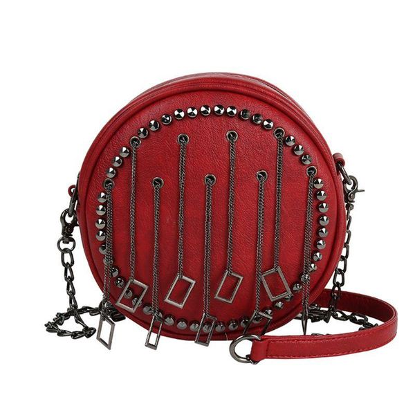

evening bags d0ud women round shape punk metal tassel shoulder crossbody bag handbag little cute purse