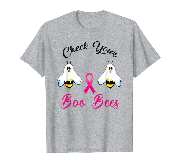 

women check your boo bees breast cancer awareness t-shirt, White;black