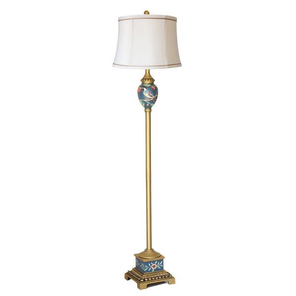 

european classical hand painted blue led dimmer floor lamp foyer sofa corner mediterranean sea resin reading night light d20