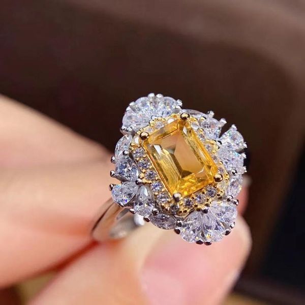 

cluster rings mdina natural citrine men's ring, beautiful gem from brazil, 925 sterling silver, precision manufacturing luxury, Golden;silver
